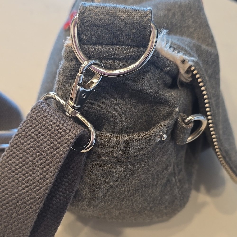 FuzzyNation Gray Crossbody Bag with Red Charm - Picture 5 of 8